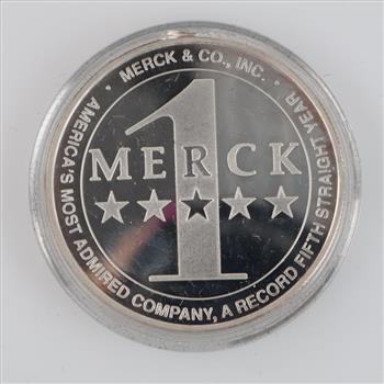 Fine Silver Merck & Co  1 Troy Oz Round