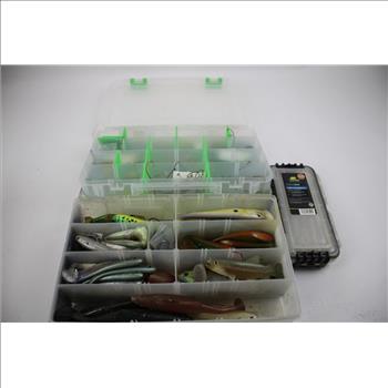Fish Bait, Fishing Hooks, And More Fishing Supplies In Compartment Organizer Boxes