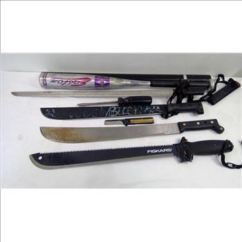 Fiskars Machete, Easton Baseball Bat, Popular Mechanics Screwdriver, And More, 6 Pieces