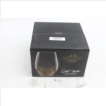 Fitz And Floyd Gold Luster Set Of 4 Stemless Wine Glasses