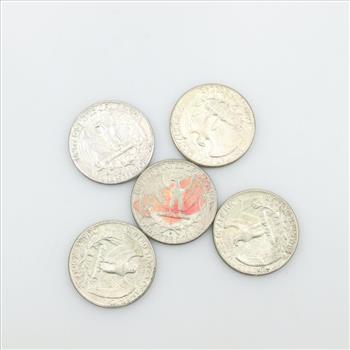 Five US Silver Quarters