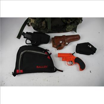 Flare Gun, Gun Holsters, And More Bulk Lot, 5 Pieces