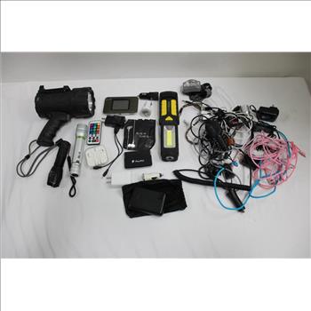Flashlight, Headphones, And More Bulk Lot, 20+ Pieces