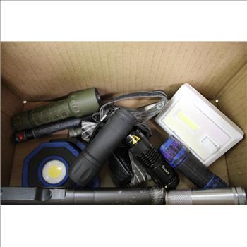 Flashlights And More LED Lights Bulk Lot, 19 Pieces With Binoculars