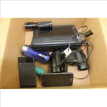 Flashlights, Rca Portable Monitor, Samsung Phone, Powerbank, Binoculars: 5+ Items