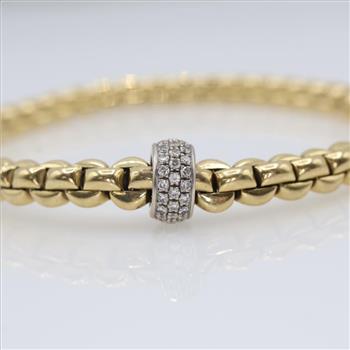 Fope 0.37ct TW Diamond 18kt Gold Bangle Bracelet-Evaluated By Our Certified Gemologist - AGS / GIA