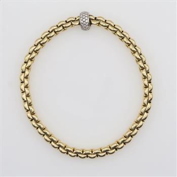 Fope 0.37ct TW Diamond 18kt Gold Bangle Bracelet-Evaluated By Our Certified Gemologist - AGS / GIA