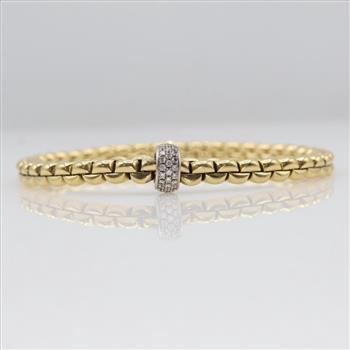 Fope 0.37ct TW Diamond 18kt Gold Bangle Bracelet-Evaluated By Our Certified Gemologist - AGS / GIA