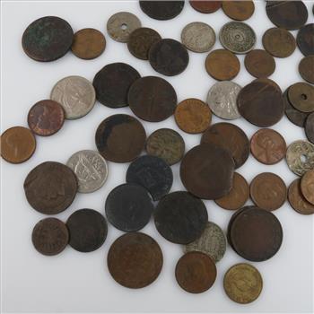 Foreign And US Coins With Tokens; 60+ Pieces