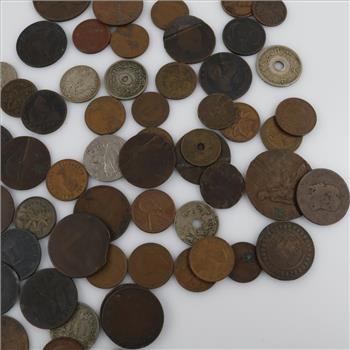Foreign And US Coins With Tokens; 60+ Pieces