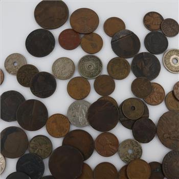 Foreign And US Coins With Tokens; 60+ Pieces
