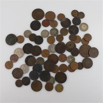 Foreign And US Coins With Tokens; 60+ Pieces