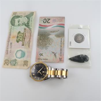 Foreign And U.S. Currency With Citizen Watch