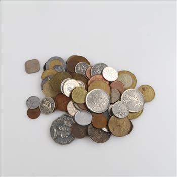 Foreign Coins And Tokens; 68+ Pieces