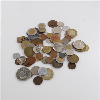 Foreign Coins And Tokens; 68+ Pieces