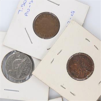Foreign Coins And Tokens; 9 Pieces