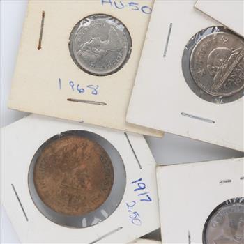 Foreign Coins And Tokens; 9 Pieces