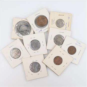 Foreign Coins And Tokens; 9 Pieces