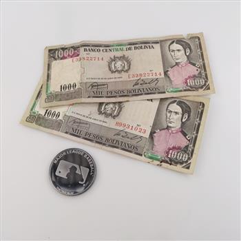 Foreign Currency And Token, 3 Pieces