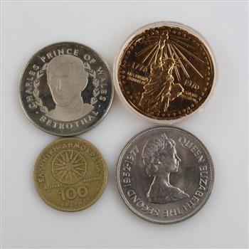 Foreign Currency & Tokens, 4 Pieces