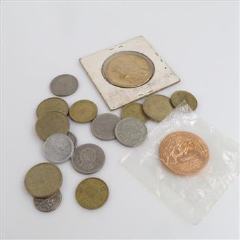 Foreign US Currency And Tokens, 14+ Pieces