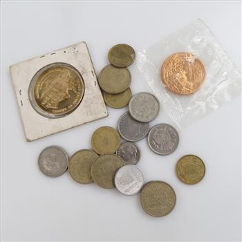 Foreign US Currency And Tokens, 14+ Pieces