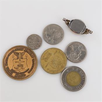 Foreign, US Currency Token And Silver Tip Lady Alton Watch
