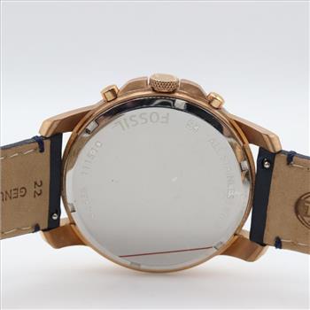 Fossil Grant Chronograph Navy Leather Watch