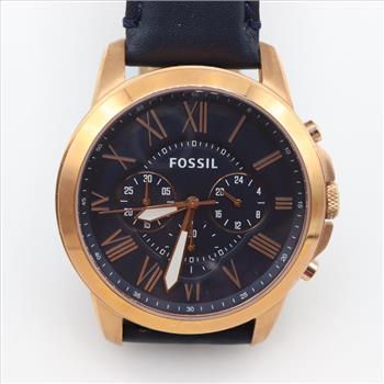 Fossil Grant Chronograph Navy Leather Watch