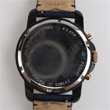 Fossil Grant Chronograph Navy Leather Watch