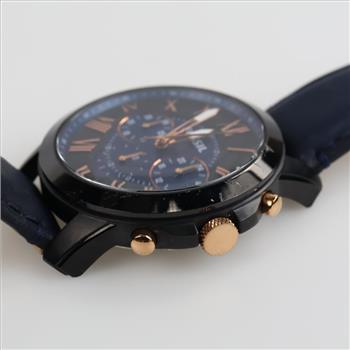 Fossil Grant Chronograph Navy Leather Watch