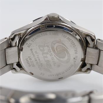Fossil Watch With 0.900 Silver Necklace, 2 Pieces