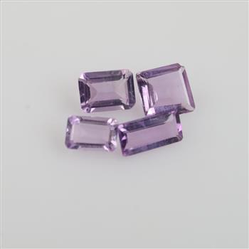 Four Amethyst Emerald Cut Loose Stones