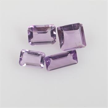 Four Amethyst Emerald Cut Loose Stones