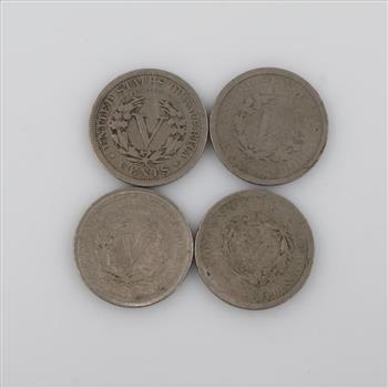 Four US V-Nickels