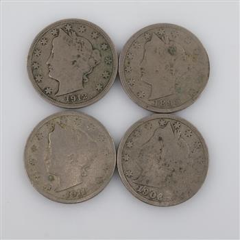 Four US V-Nickels
