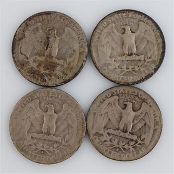 Four US Washington Silver Quarters