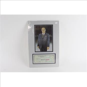 Framed Picture Of Arthur Wirtz With Check He Signed Made Out To Emile Diot