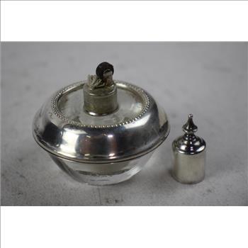 Frank M. Whiting Sterling Silver Glass Table Cigarette Lighter Vintage