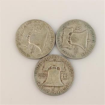 Franklin Silver Half Dollar, 3 Pieces