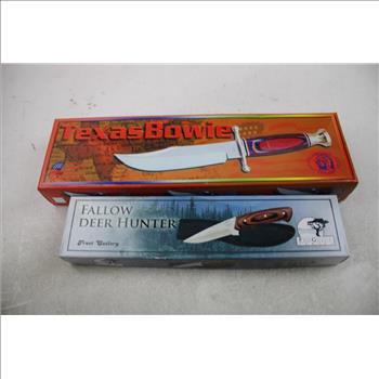 Frost Cutlery Fallow Deer Hunter Knife, Texas Bowie Knife, 2 Pieces