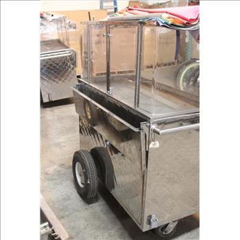 Fruit Vending Push Cart With Umbrella