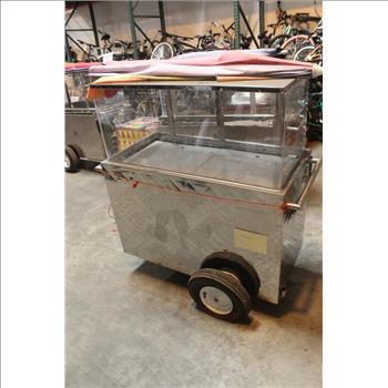 Fruit Vending Push Cart With Umbrella