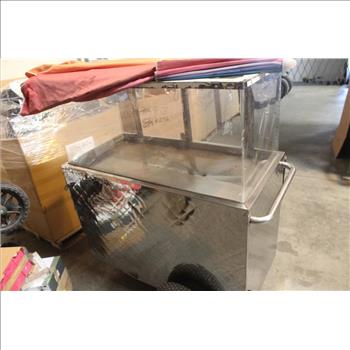 Fruit Vending Push Cart With Umbrella