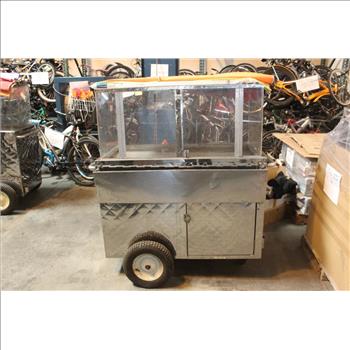 Fruit Vending Push Cart With Umbrella