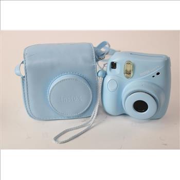 Fujifilm Instax Mini 7+ Polaroid Camera With Carrying Case, Light Blue