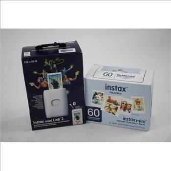 Fujifilm Instax Mini Instant Film Multi-pack, Fujifilm Instax Mini Link 2 Smartphone Printer, 2 Pieces