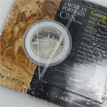 George Washington Silver Half Dollar Coin And Stamp Collection
