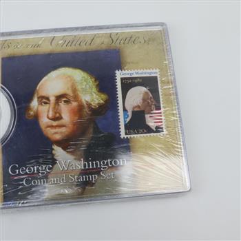 George Washington Silver Half Dollar Coin And Stamp Collection