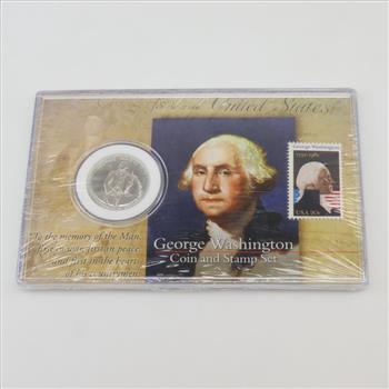 George Washington Silver Half Dollar Coin And Stamp Collection
